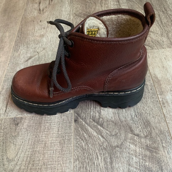 Roots Canada Boots Tuff Brown Leather Lace Up Lug Work Heavy Men 4.5 Women 6.5 - Picture 9 of 14